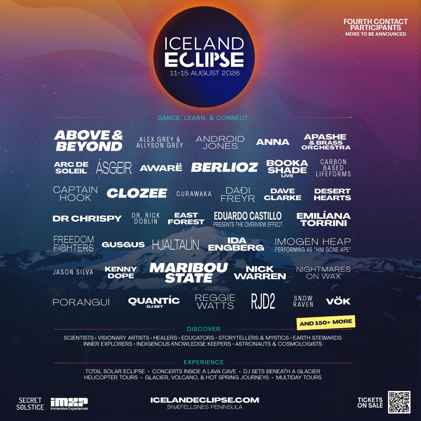 Iceland Eclipse 2026 lineup poster · Fourth Contact